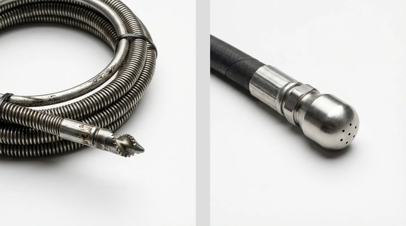 Drain snake cable and hydro jetting nozzle used for drain cleaning in Sullivan, IL